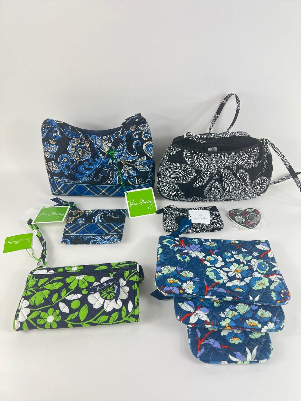 Vera Bradley 8 Pc Paisley and Floral Lot Bags Wallet Coin Purse Makeup Trio Bags